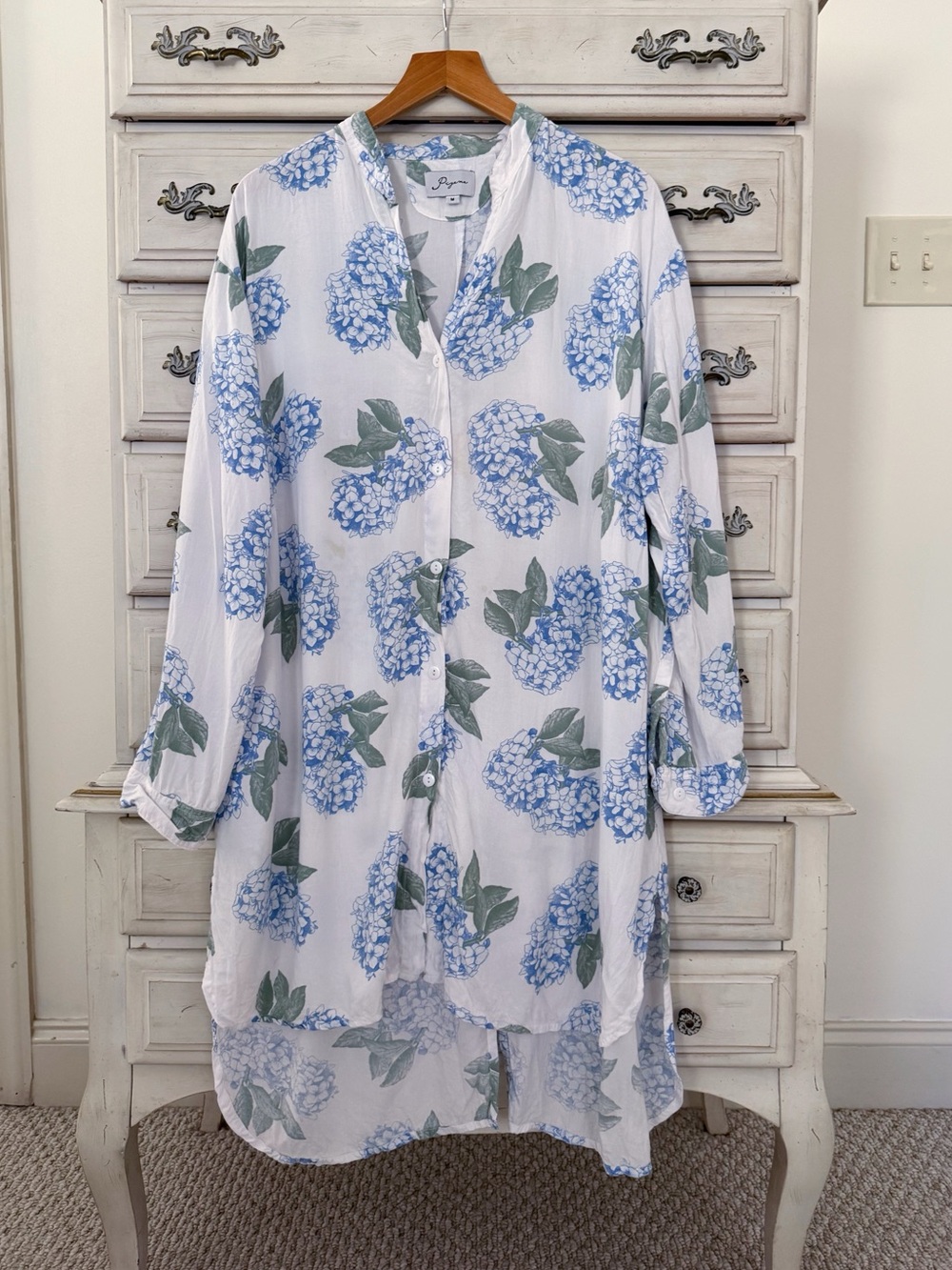 Piyama Blue Hydrangea Button Shirt Dress